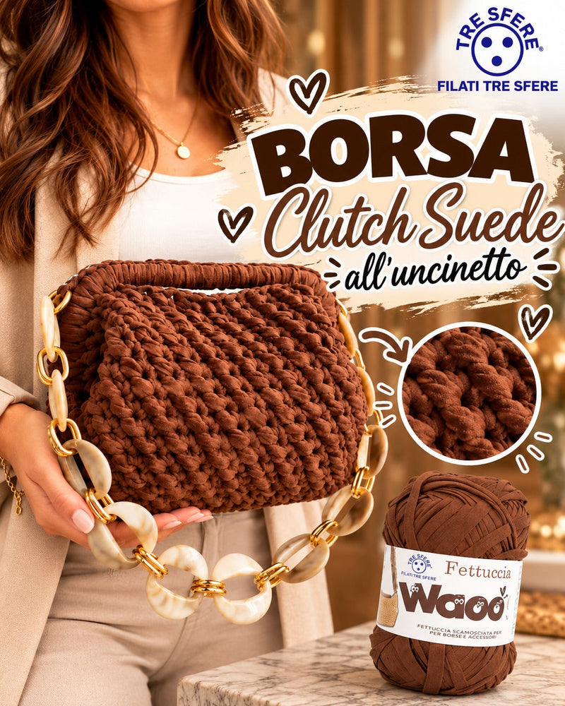 Borsa Clutch Suede all'uncinetto I Tutorial Waoo Suede I Studio 503V
