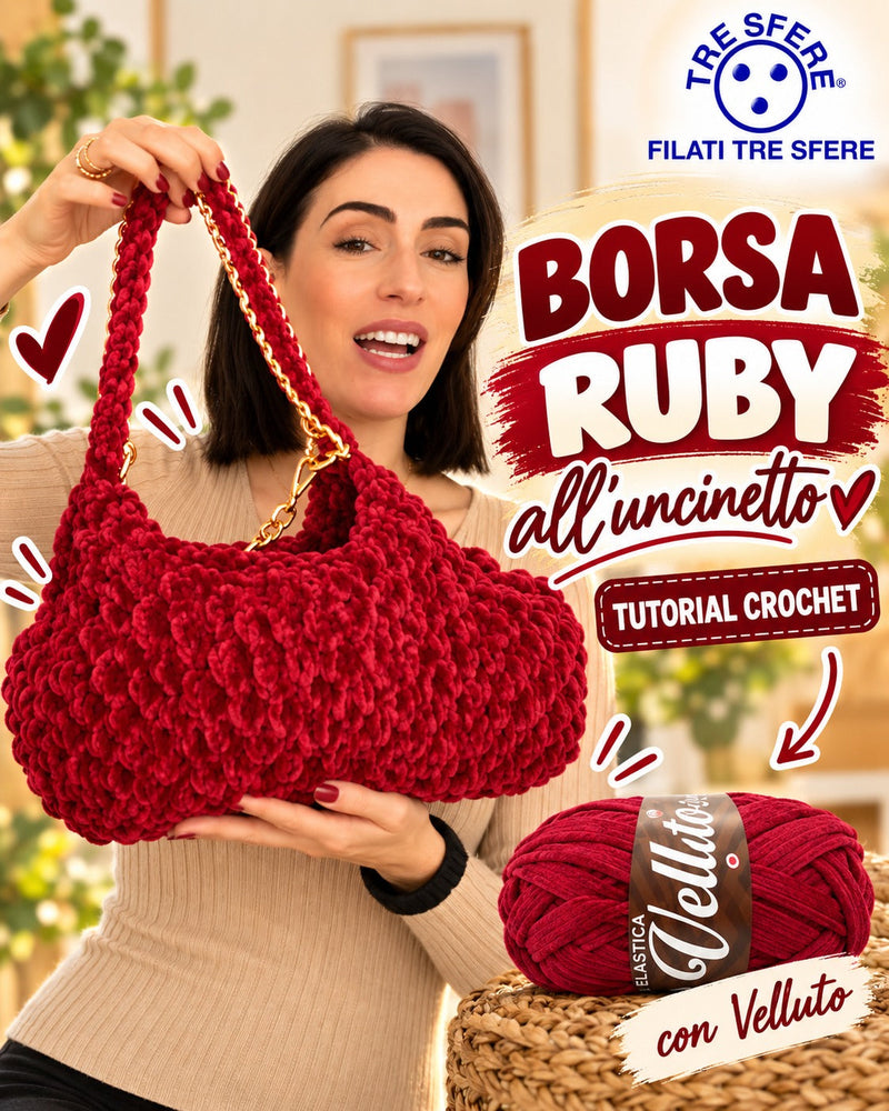 Borsa Ruby all'uncinetto I Tutorial Fettuccia Waoo Velluto I Studio 475E