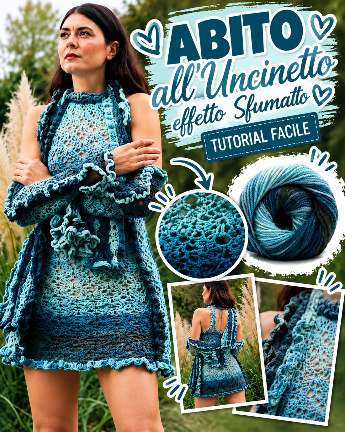 Abito sfumato all'uncinetto I Tutorial Lana Merino Multicolor I Studio 522R