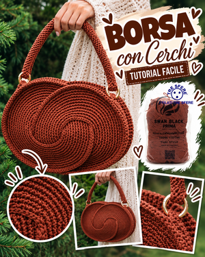 Borsa con cerchi all'uncinetto I Tutorial Swan Black Prime I Studio 524R