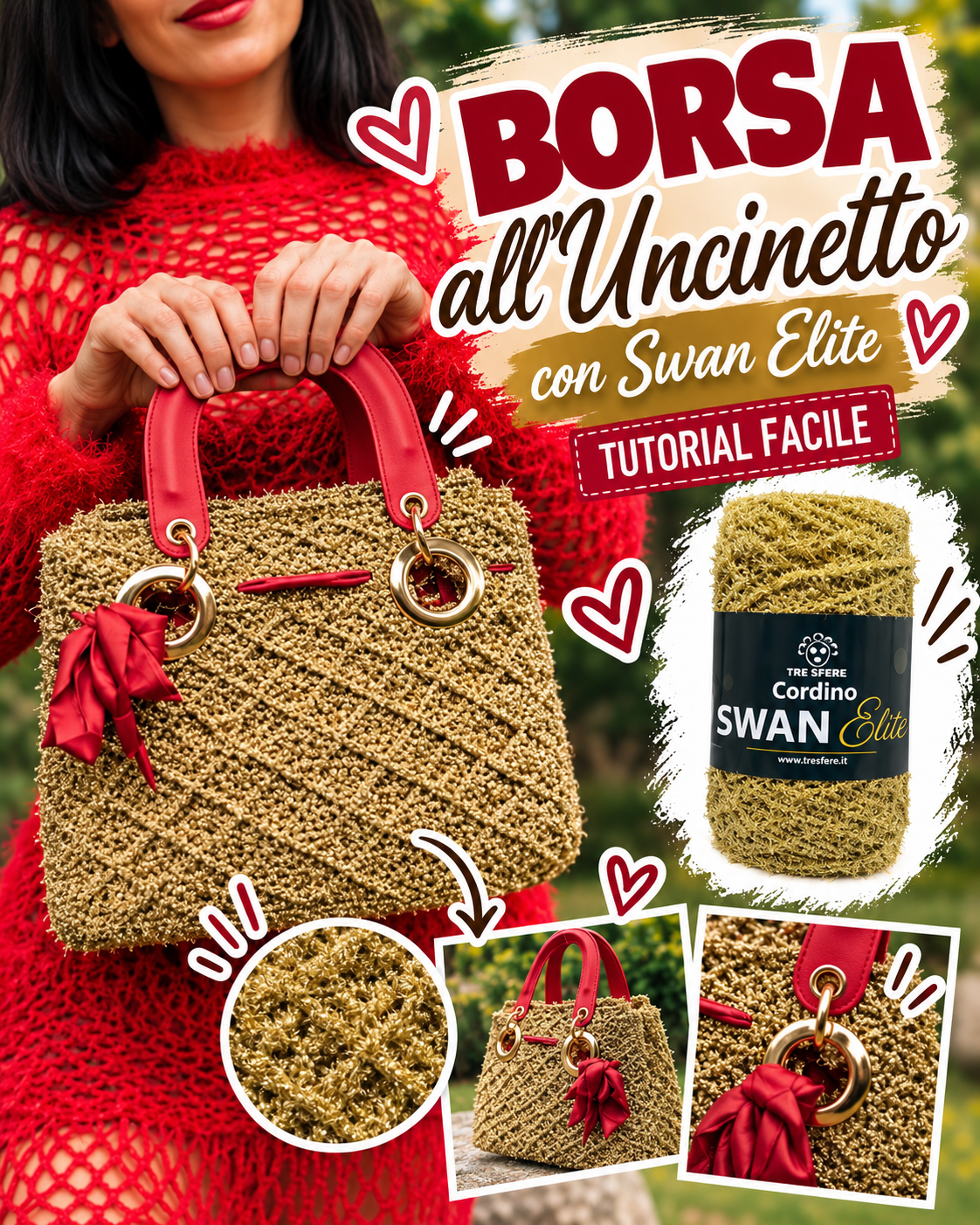 Borsa a mano Elite all'uncinetto I Tutorial Swan Elite I Studio 521R