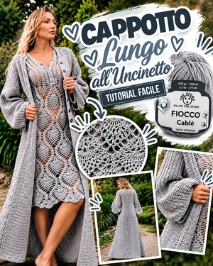 Cappotto lungo all'uncinetto I Tutorial Fiocco Cablé I Studio 528R