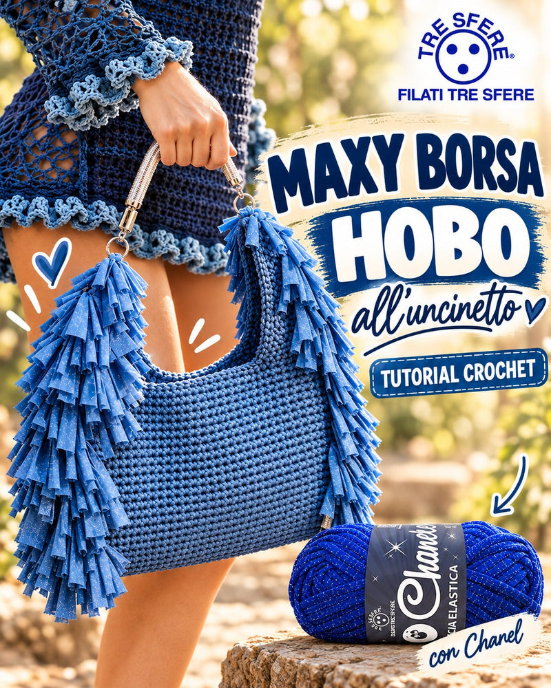 Maxy Borsa hobo all'uncinetto I Tutorial Fettuccia Waoo Chanel I Studio 477P