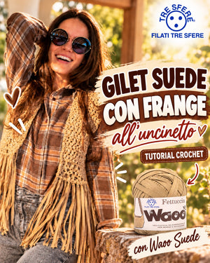 Gilet Suede con frange all'uncinetto I Tutorial Fettuccia Waoo Chanel I Studio 478C