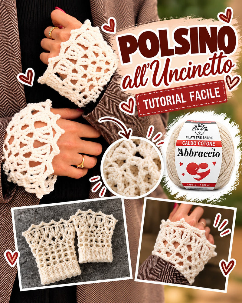 Polsino all'uncinetto I Tutorial Cotone Abbraccio I Studio 518A
