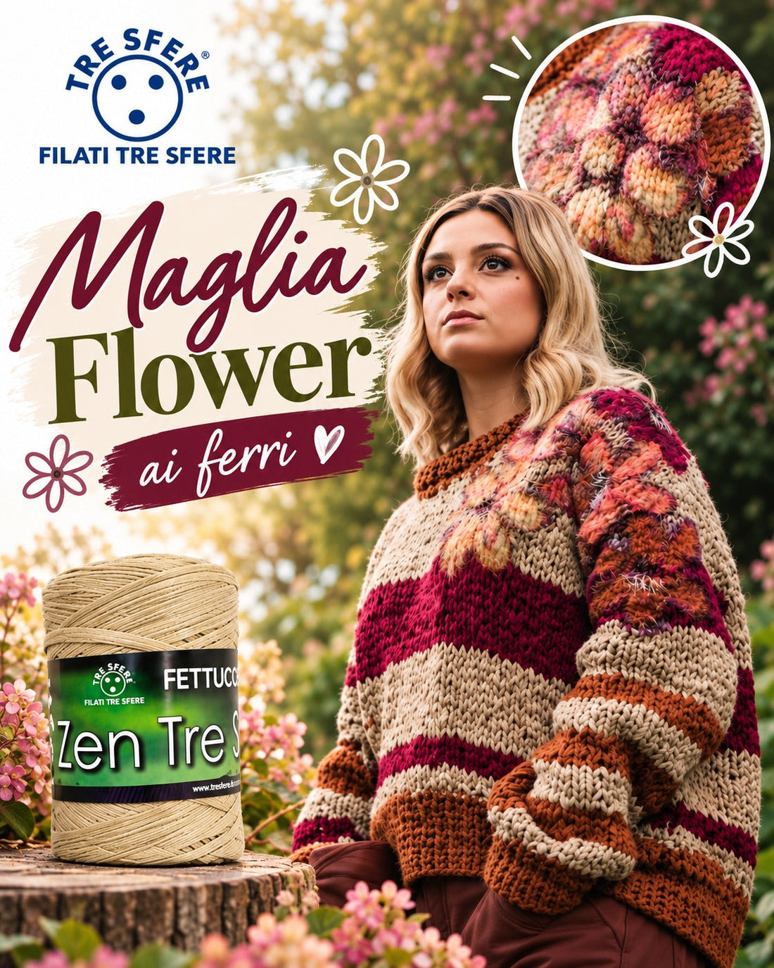 Maglia flower ai ferri  I Tutorial Fettuccia Zen I Studio 459T
