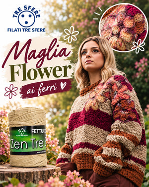 Maglia flower ai ferri  I Tutorial Fettuccia Zen I Studio 459T
