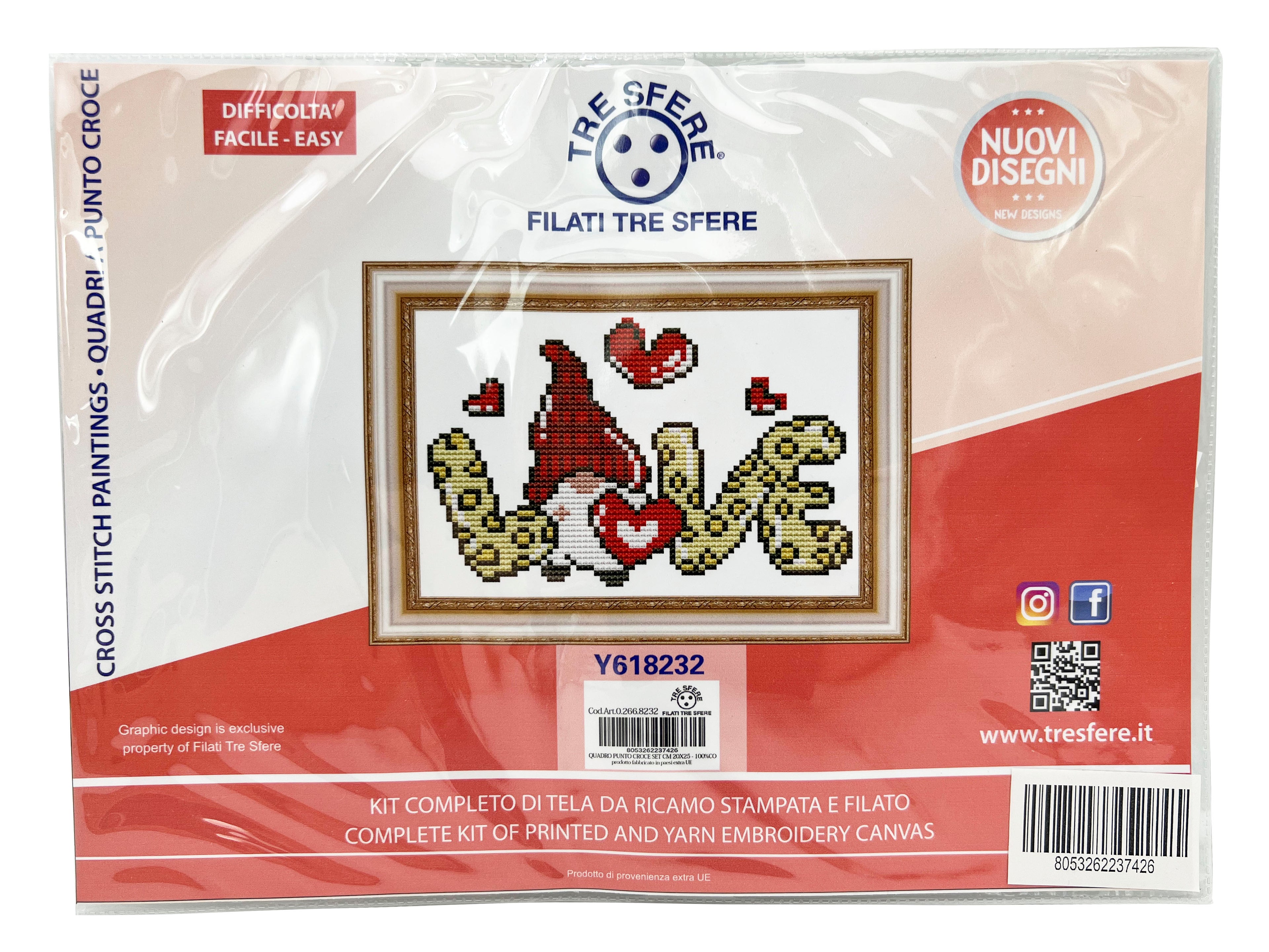 KIT QUADRO PUNTO CROCE CM 20X25 - 100%CO