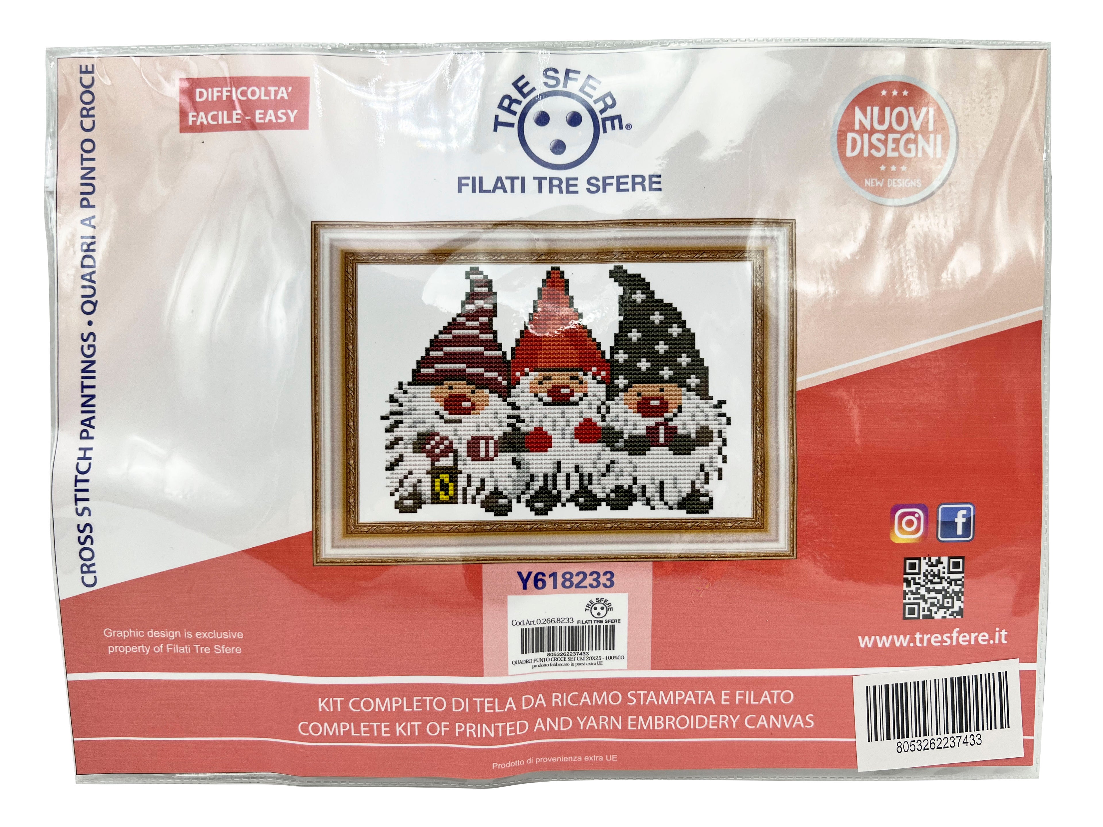 KIT QUADRO PUNTO CROCE CM 20X25 - 100%CO