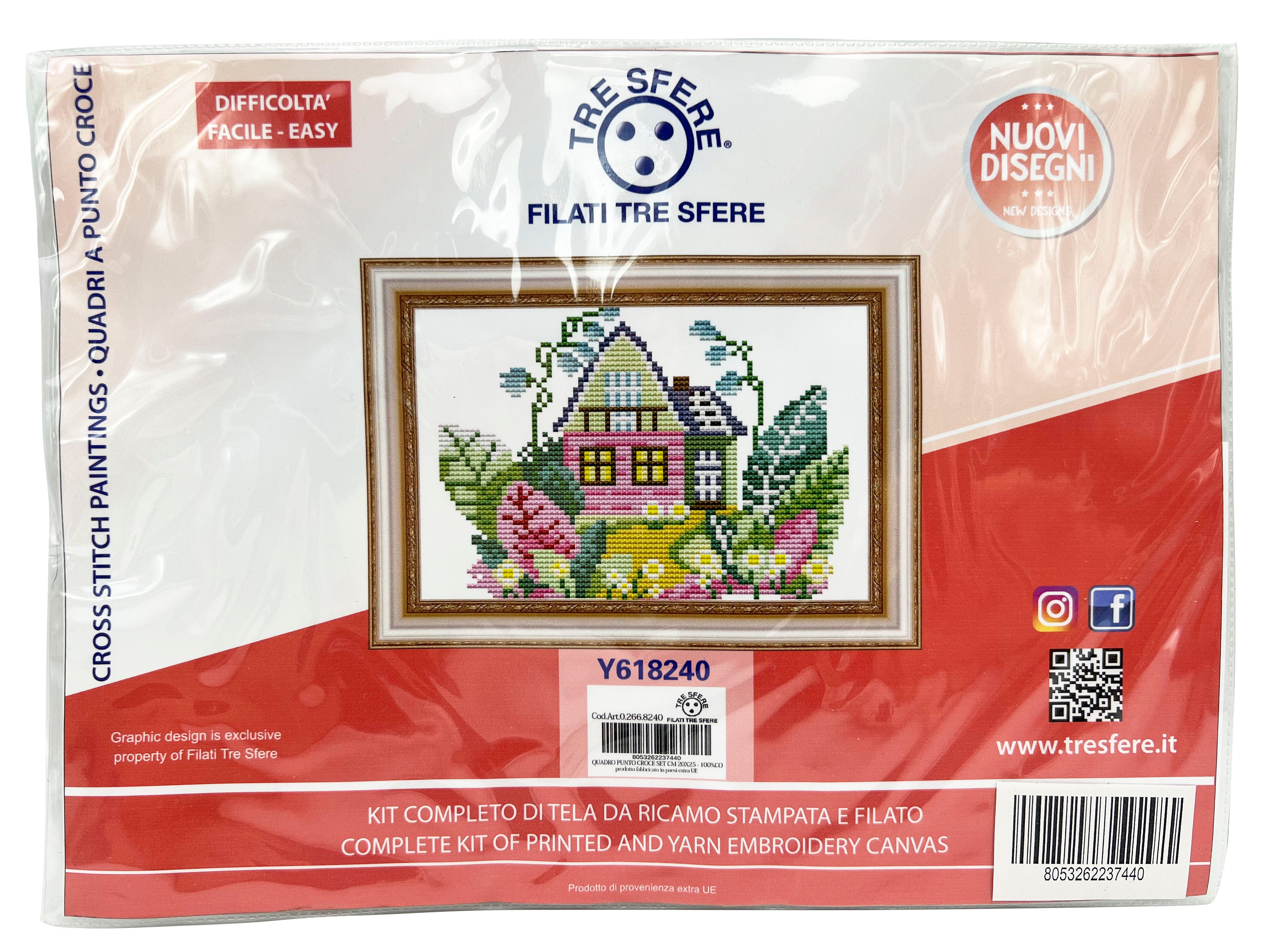 KIT QUADRO PUNTO CROCE CM 20X25 - 100%CO
