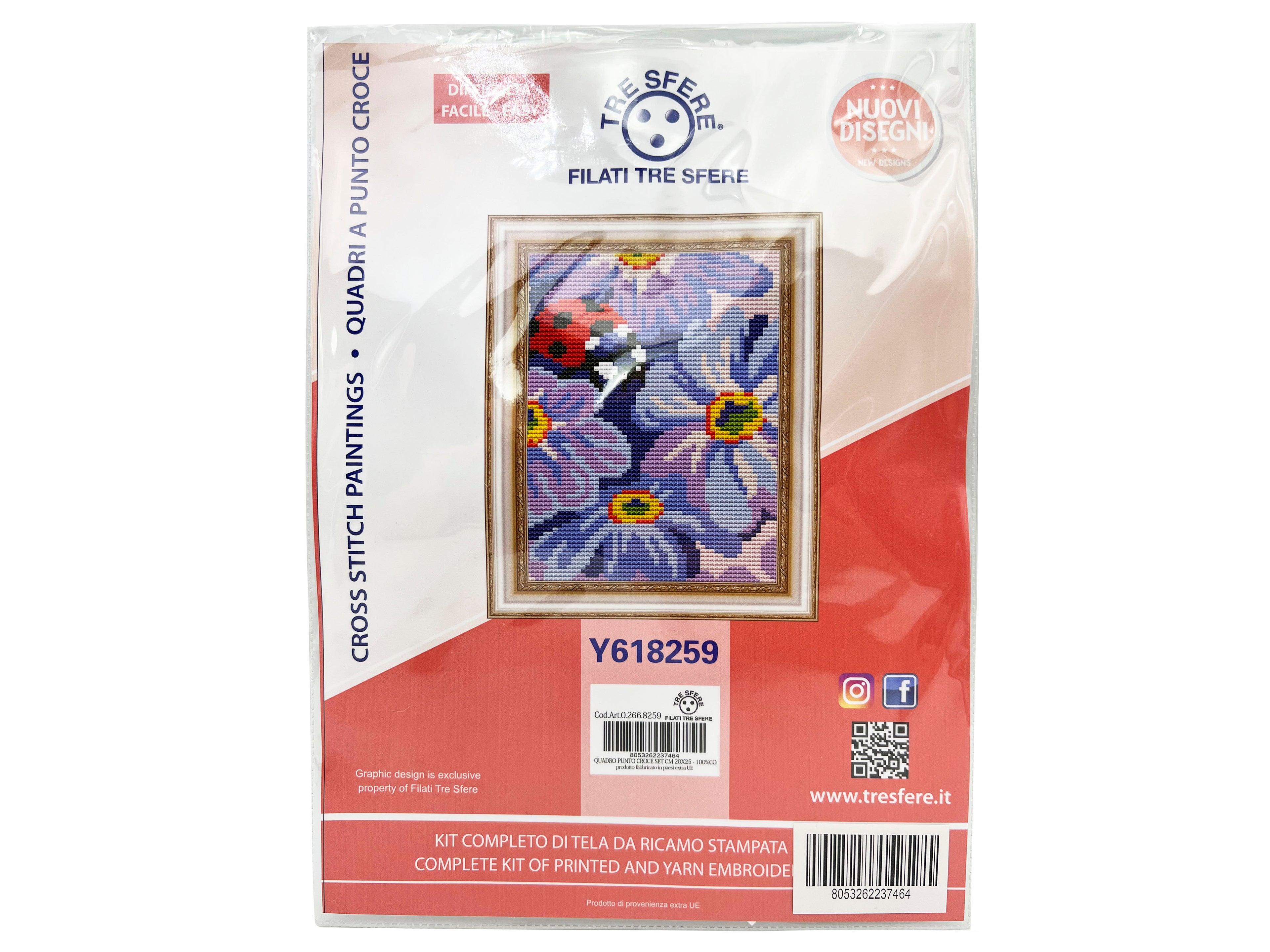 KIT QUADRO PUNTO CROCE CM 20X25 - 100%CO