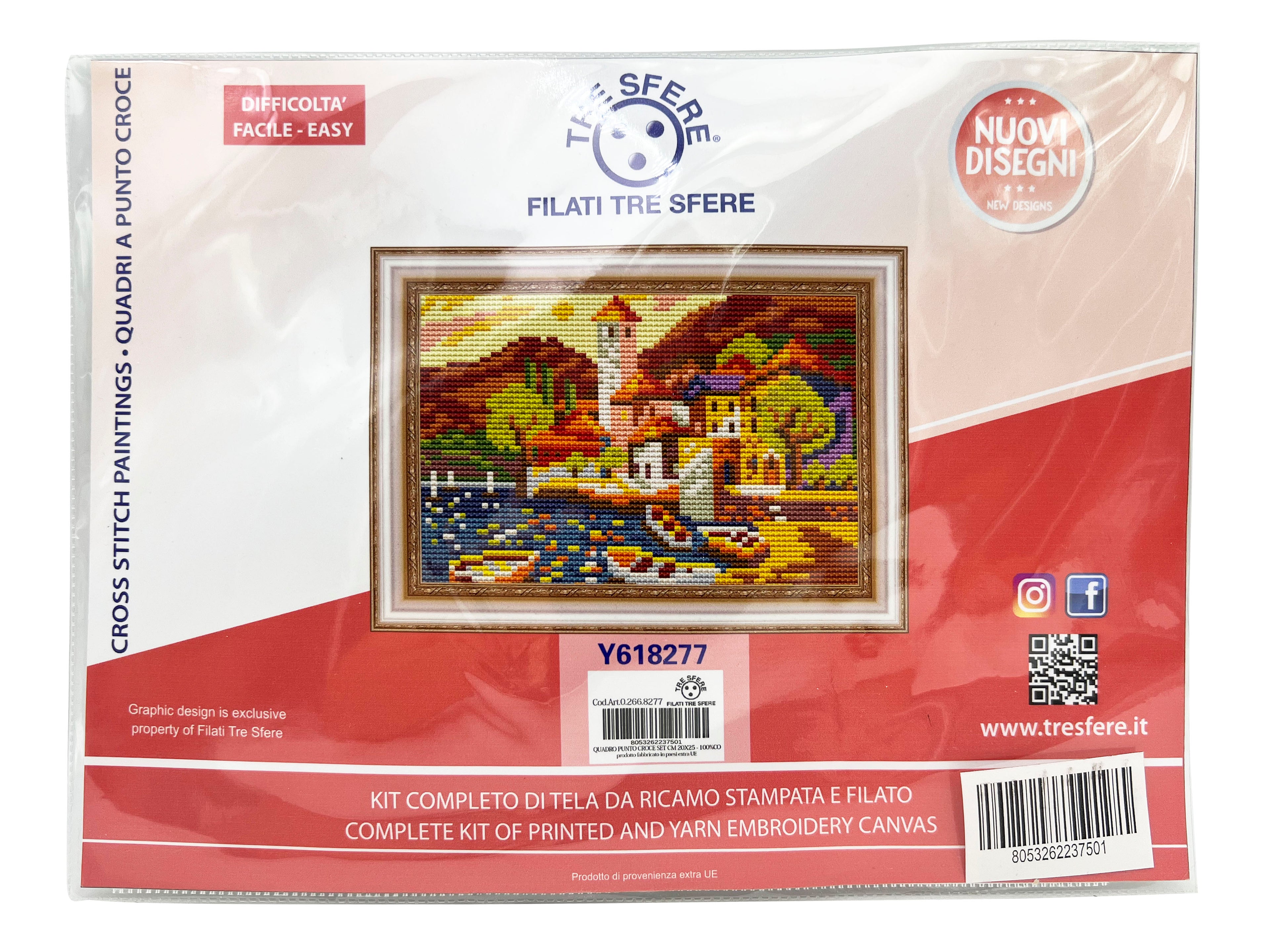 KIT QUADRO PUNTO CROCE CM 20X25 - 100%CO