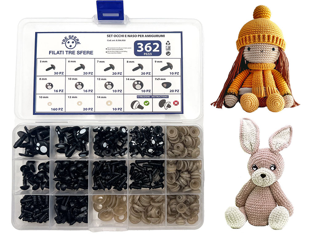 KIT OCCHI E NASO PER AMIGURUMI CF.362 PZ
