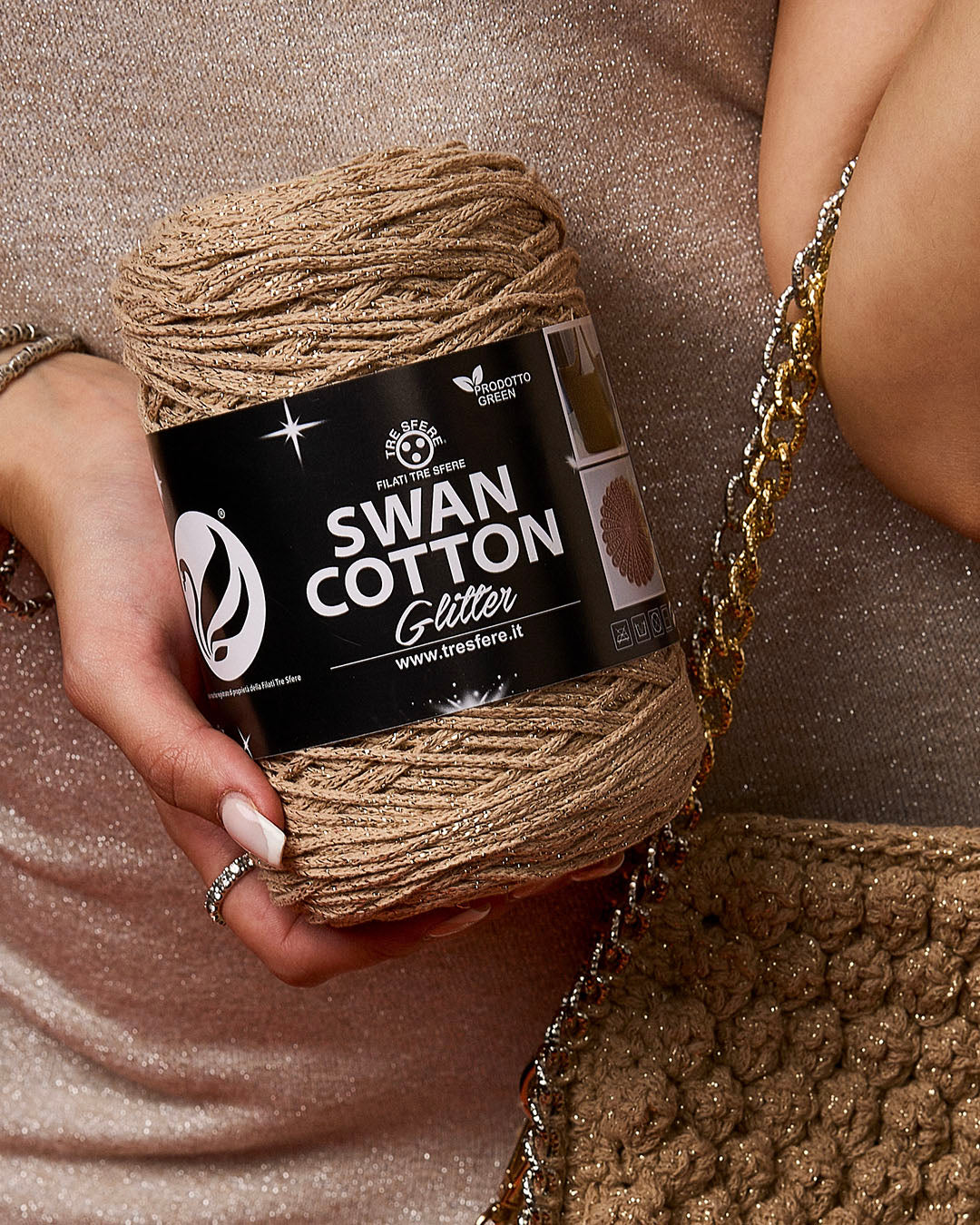 CORDINO SWAN COTTON GLITTER 67%COT-33%PL CF.250GR