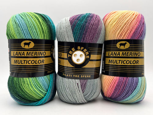 LANA MERINO MULTICOLOR 25%LANA 75% PC CF.500 GR
