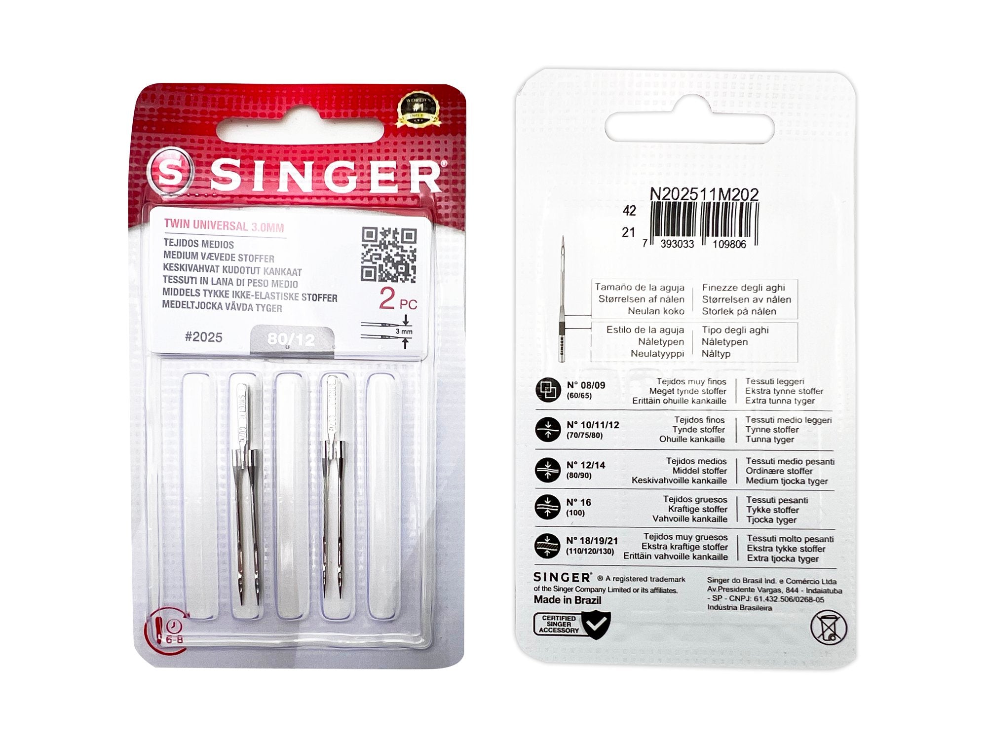 AGHI SINGER DOPPI 80/3MM CF.2 AGHI