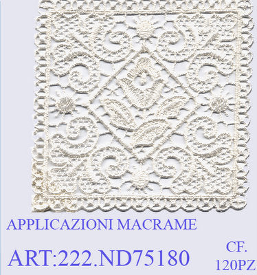 APPLIC.MACRAME QUADRATO COLORATO CF.20PZ