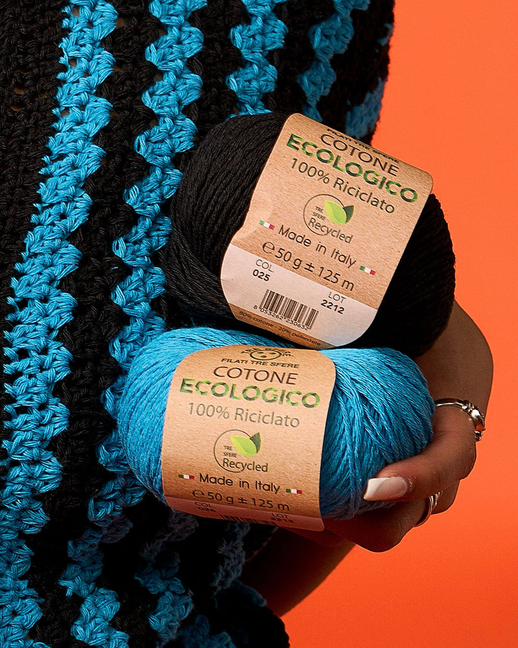 COTONE ECOLOGICO RICICLATO 80% cotone 20% poliestere CF 500 gr