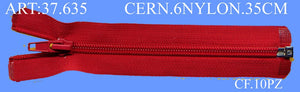 Reißverschluss 6 Nylon 35 cm, Packung mit 10 Stück.