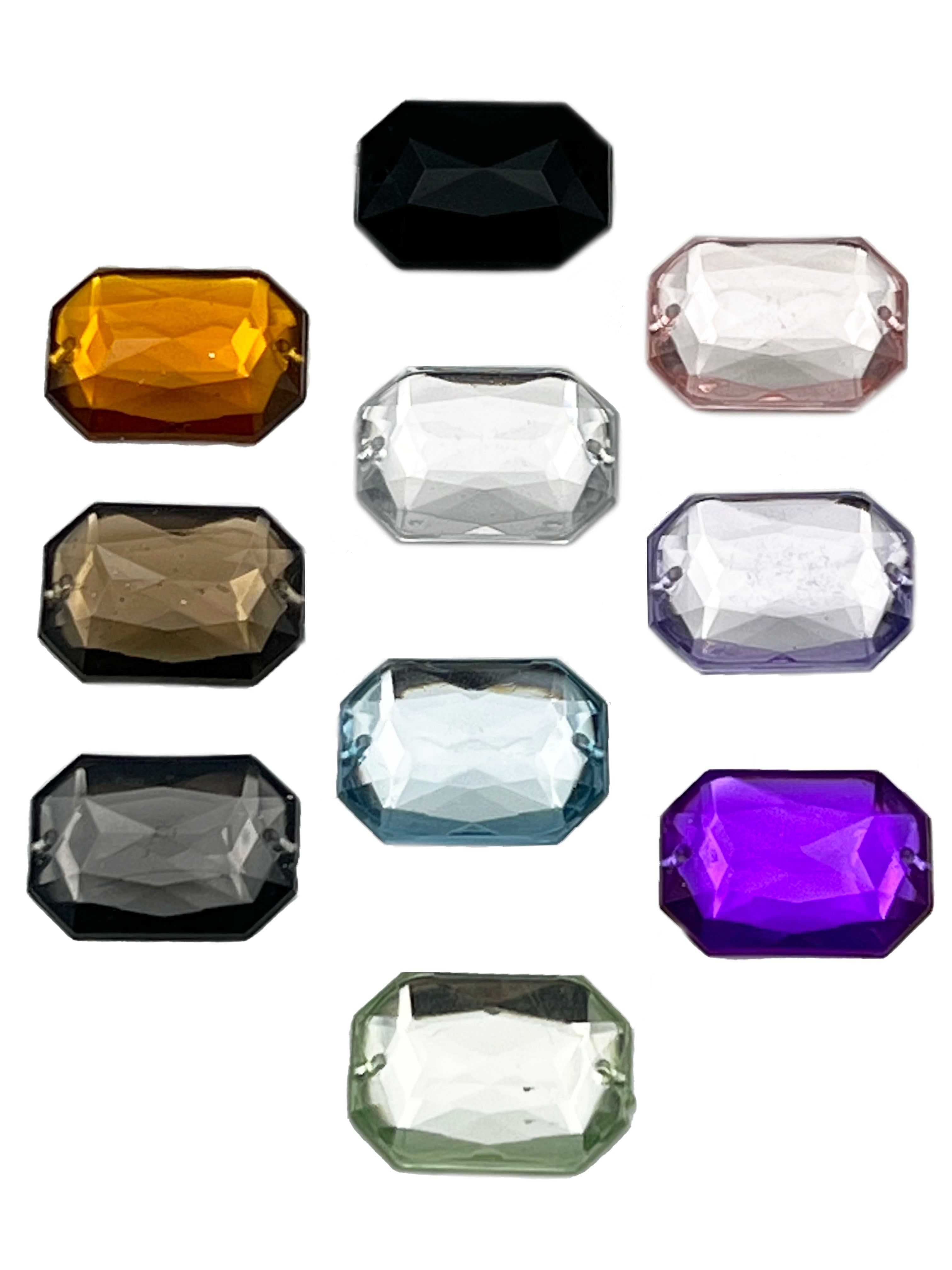 PIETRE ACRILICHE DA CUCIRE RETT.18X25MM CF15PZ