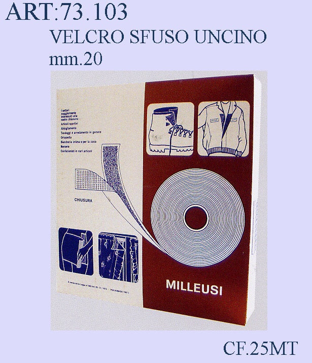 VELCRO ALTO 2CM SFUSO UNCINO 1PARTE CF.25MT.