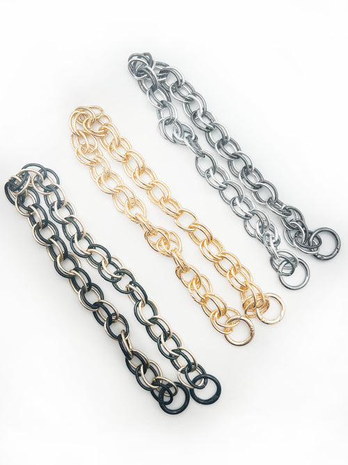CATENA BORSA DOPPIA CON ANELLI-METALLO-50 CENTIMETRI