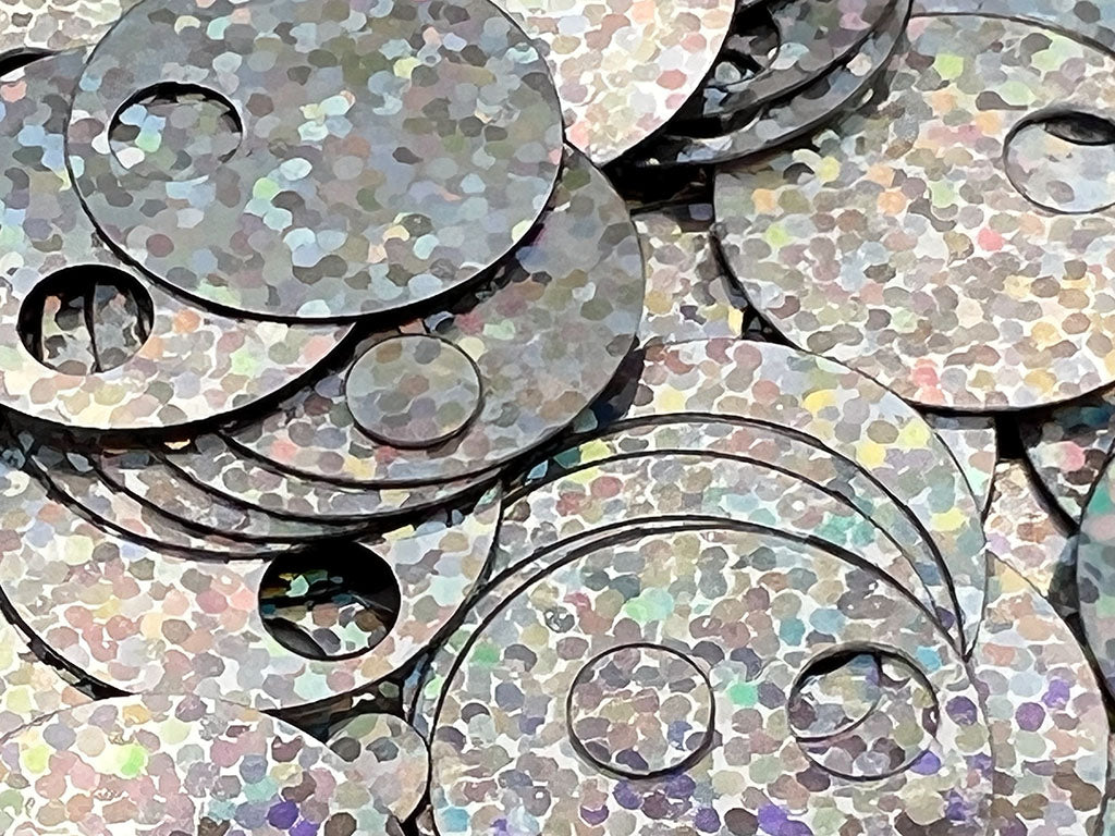 Paillettes grandi glitter | Ø 20 mm con foro alto 5mm | cf 12 gr 90 pz