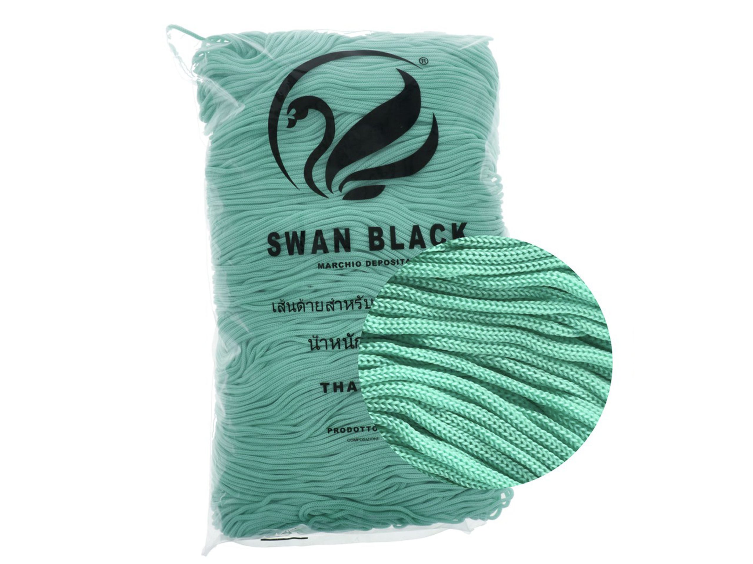 Cordino Thai Swan Black 500 gr 100% polipropilene borsa uncinetto tre sfere
